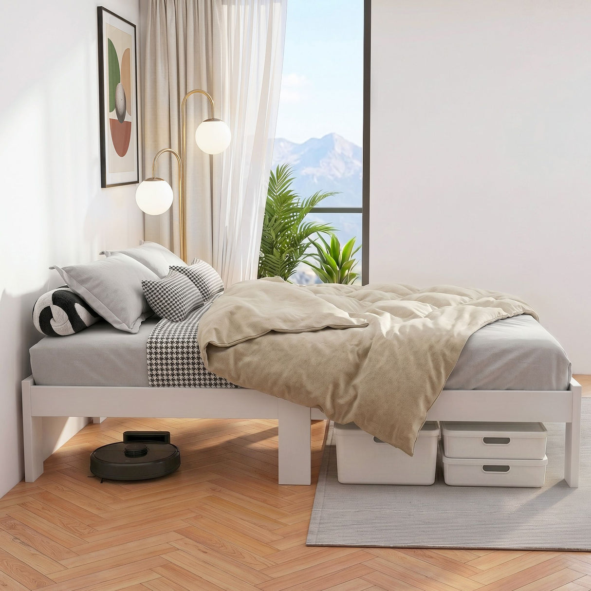 Jade White Timber Bed Frame Double Size