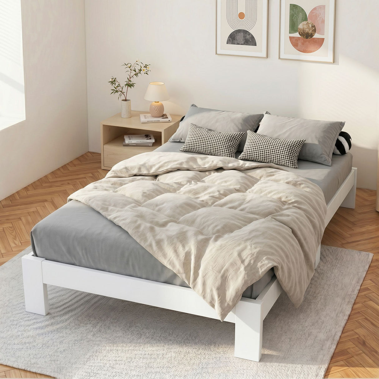 Jade White Timber Bed Frame Double Size