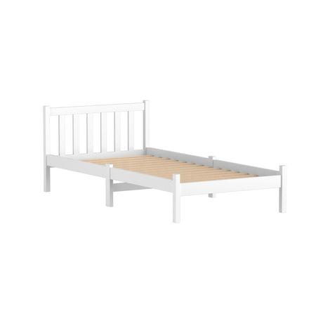 Single Wooden Bed Frame - White