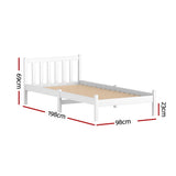 Single Wooden Bed Frame - White