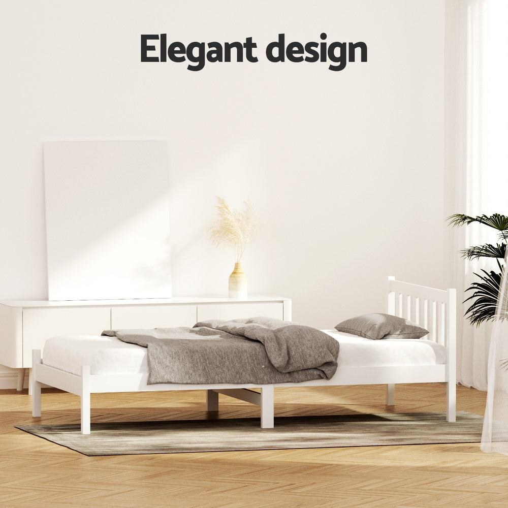 Single Wooden Bed Frame - White