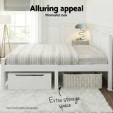Double Size Wooden Bed Frame - White