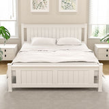 Artiss Bed Frame Queen Size Wooden Platform with 2 Storage Drawers White RIO