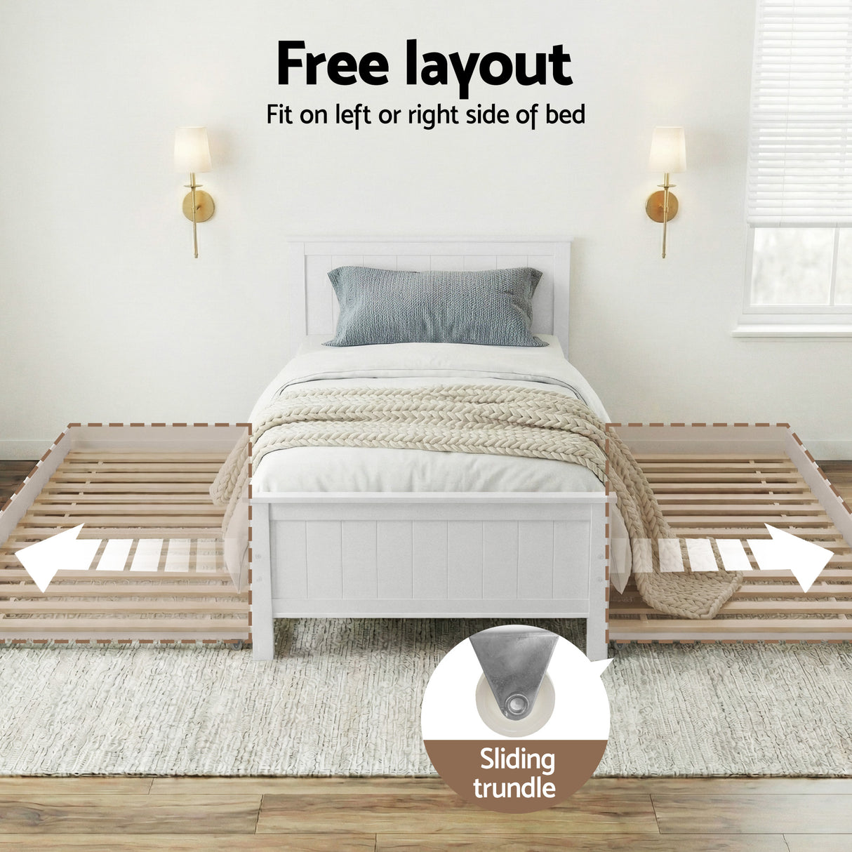 Elvis Trundle Bed Frame - King Single