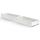 Set of 2 Single Size Wooden Trundle Drawers - White