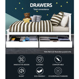 Set of 2 Single Size Wooden Trundle Drawers - White