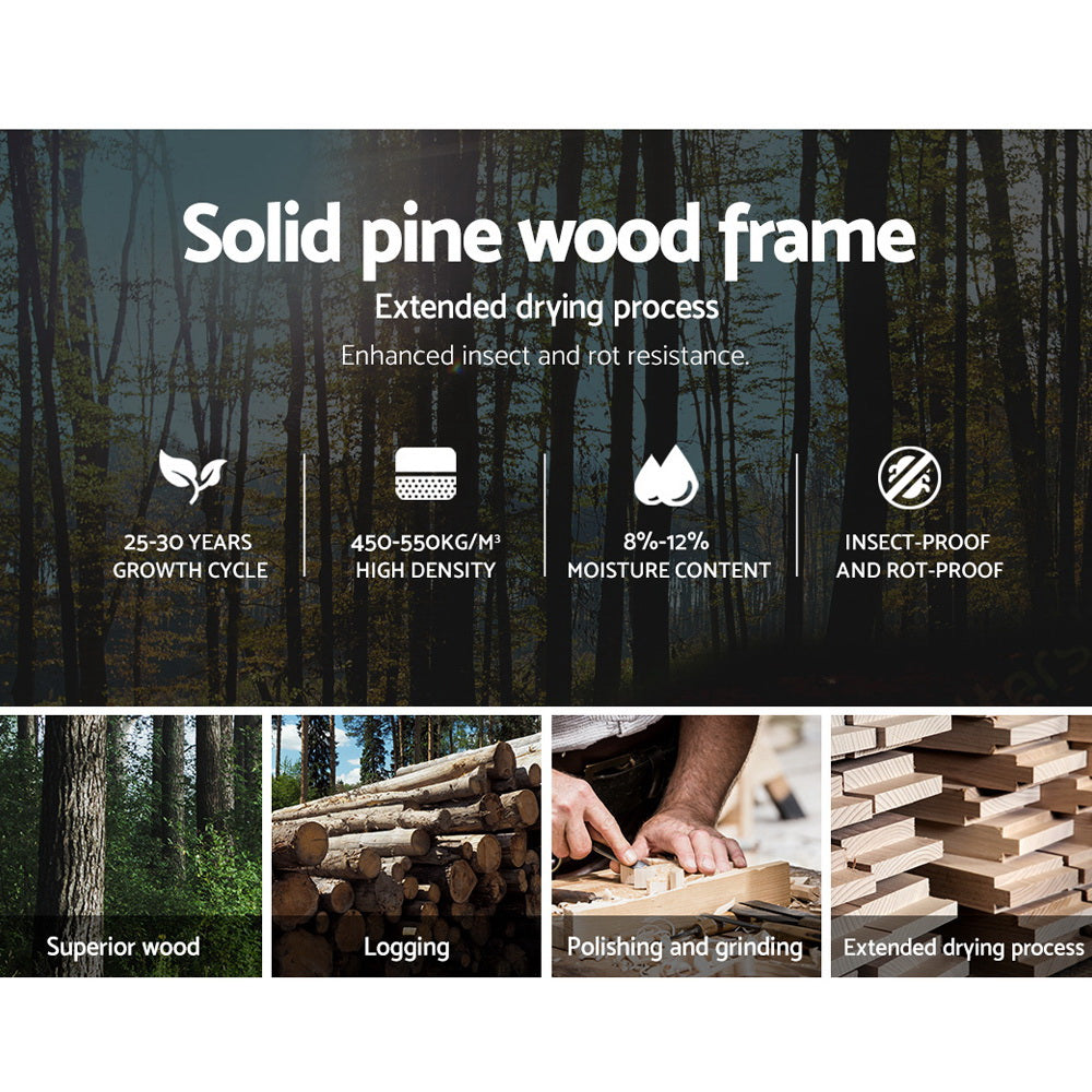 Set of 2 Single Size Wooden Trundle Drawers - White