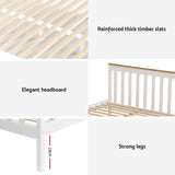 Artiss Bed Frame Double Size Wooden Platform with 2 Storage Drawers White PONY