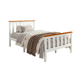 White & Oak Wooden Bed Frame Single