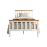 White & Oak Wooden Bed Frame Single