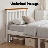 White & Oak Wooden Bed Frame Single