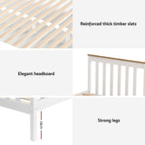 Artiss Bed Frame Single Size Wooden Platform with 2 Storage Drawers White PONY