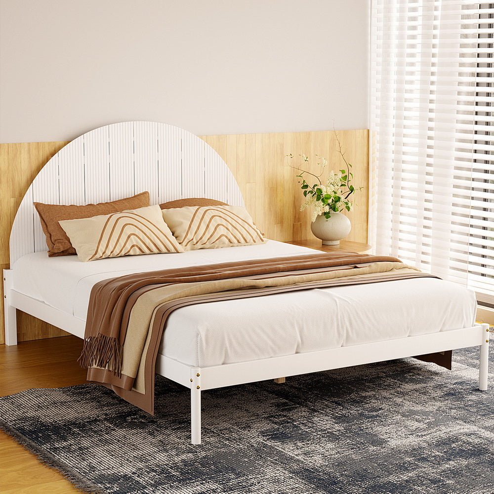 Artiss Bed Frame Queen Size Wooden White DALY