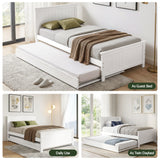 Artiss Single Bed Frame with Trundle Solid Wood Toddler Bunk Bed with Headboard White