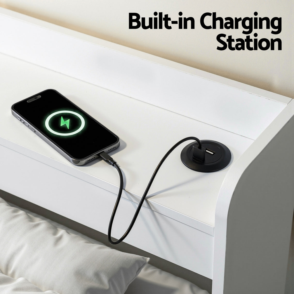 Artiss Bed Frame King Single Size with Charging Ports and 2 Drawers AURA