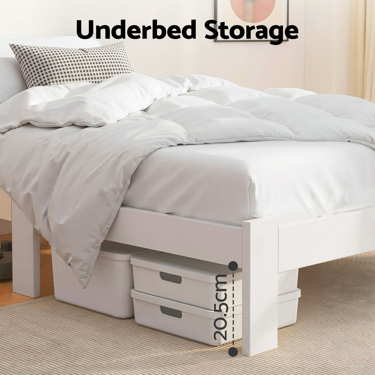 Artiss Bed Frame King Single Size Wooden White JADE