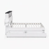 Artiss Single Bed Frame with Storage Drawers White Platform Bedframe with Bookcase Headboard Charging Station Led Light