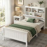 Artiss Single Bed Frame with Storage Headboard and Footboard Wooden Bed Base White