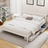Artiss Bed Frame Double Size Wooden Platform with 2 Storage Drawers White SOFIE
