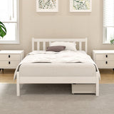 Artiss Bed Frame King Single Size Wooden Platform with 2 Storage Drawers White