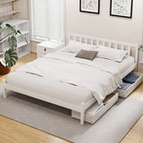 Artiss Bed Frame Queen Size Wooden Platform with 2 Storage Drawers White