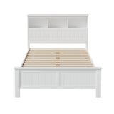 Artiss Bed Frame Double Size Wooden with 3 Shelves Bed Head White