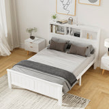 Artiss Bed Frame Double Size Wooden with 3 Shelves Bed Head White