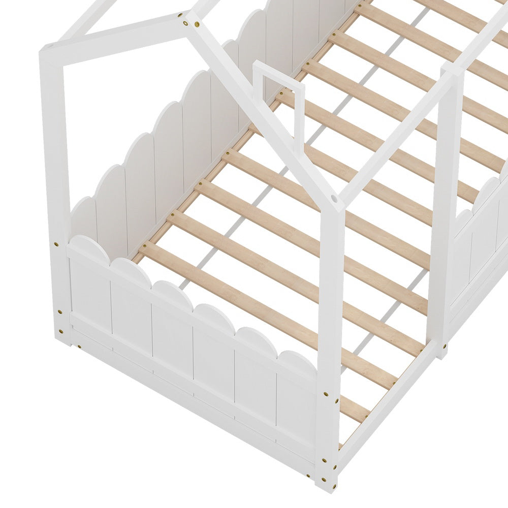 Aria Bed Frame Wooden Kids House Single Frame White KORI