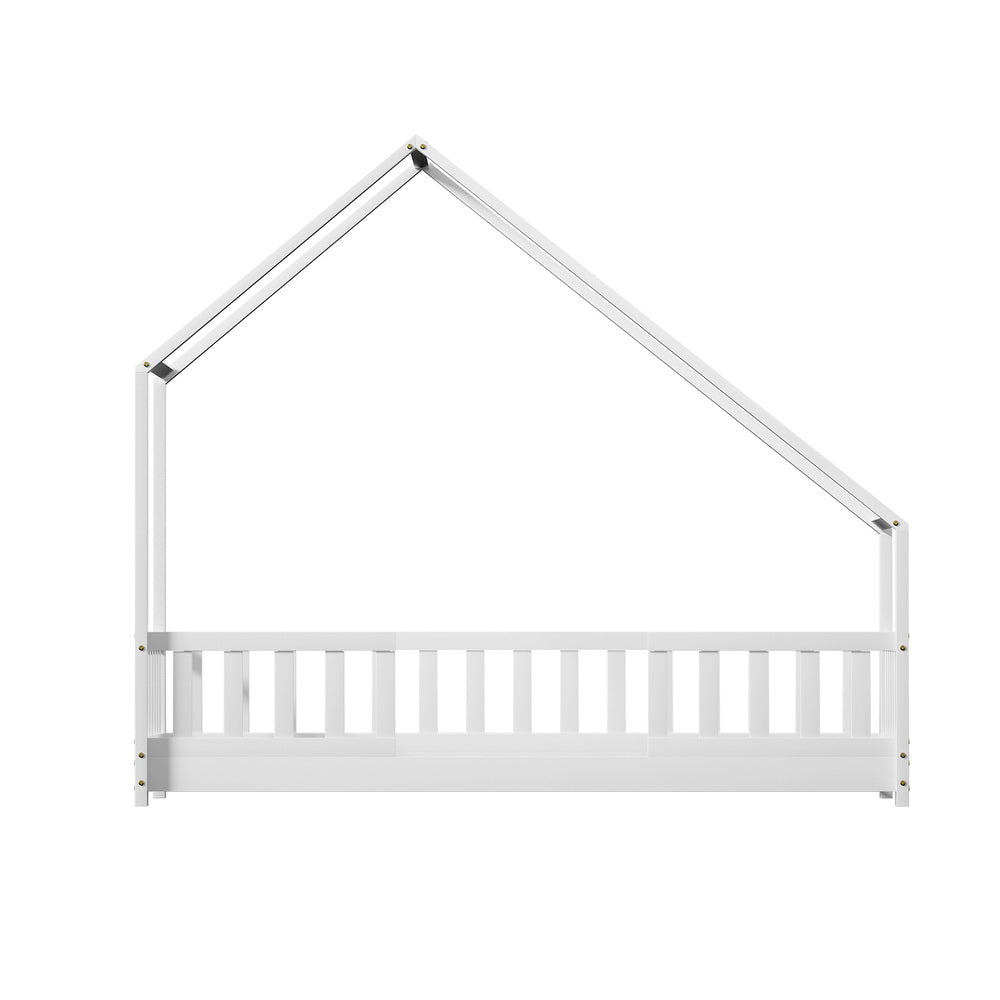 Aria Bed Frame Wooden Kids House Single Frame White PAVO