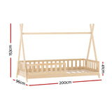 Artiss Bed Frame Wooden Kids House Frames Oak PUAH