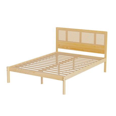 Aria Bed Frame Double Size Rattan Wooden RITA