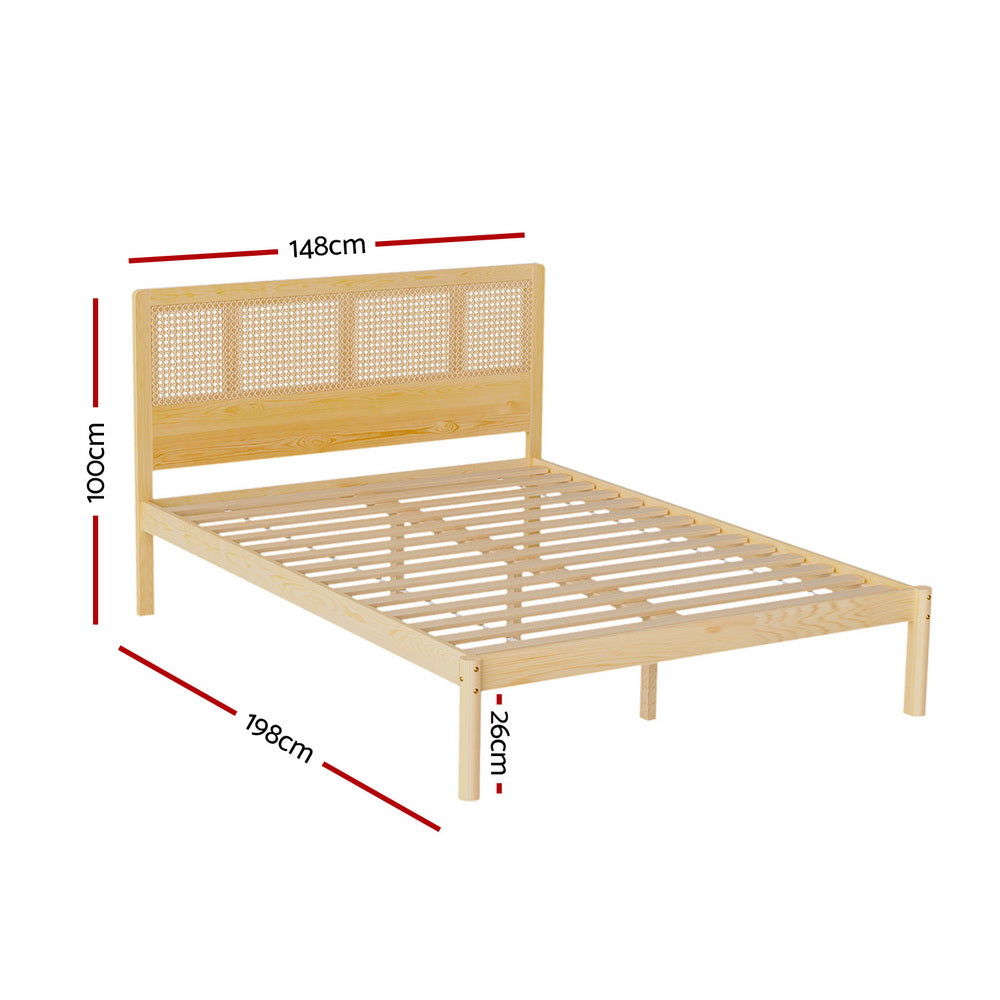 Aria Bed Frame Double Size Rattan Wooden RITA