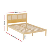 Aria Bed Frame Double Size Rattan Wooden RITA