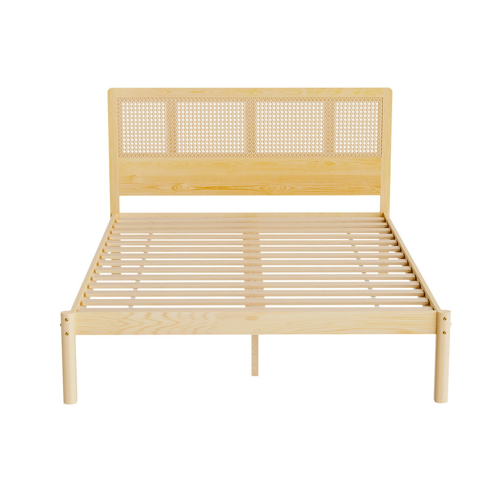 Aria Bed Frame Double Size Rattan Wooden RITA