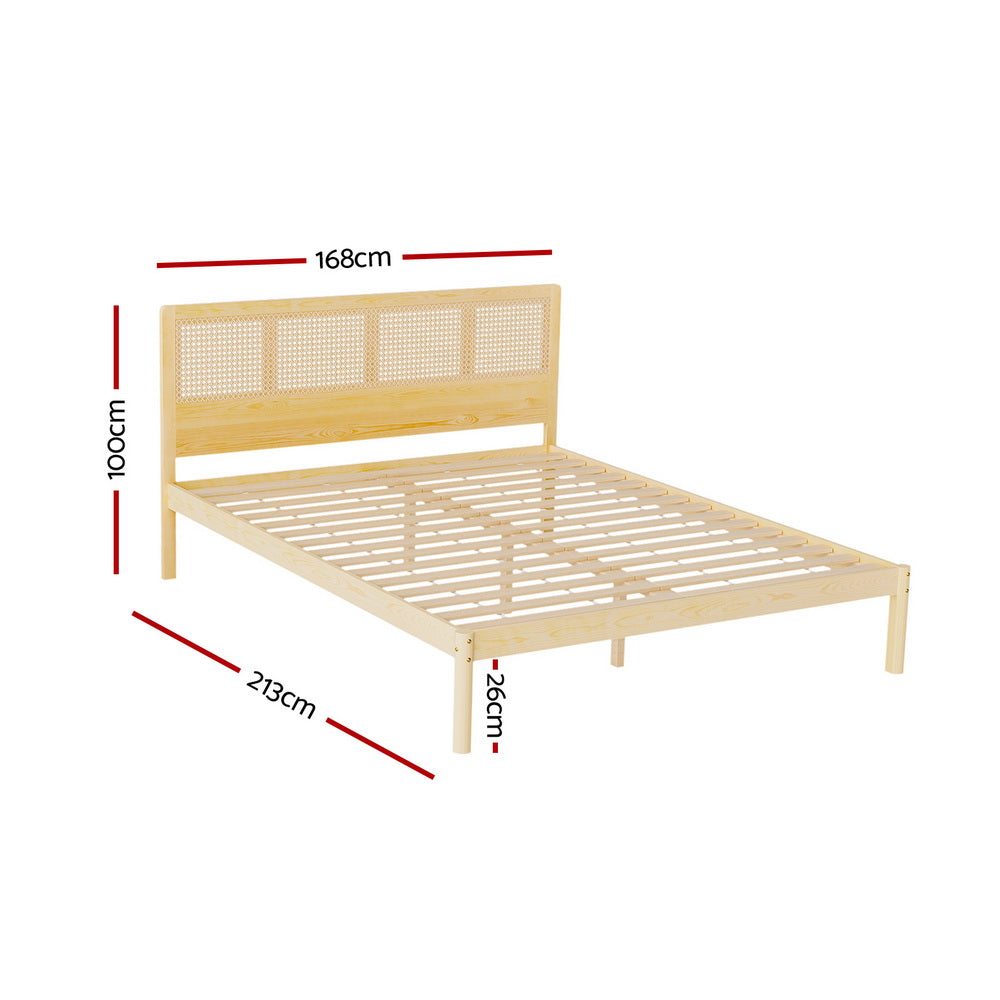 Bed Frame Queen Size Rattan Wooden RITA