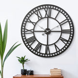 Artiss 80cm Wall Clock Large Roman Numerals Metal Black