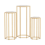 3Pcs Wedding Backdrop Pedestal Stand Gold Metal Hexagon Wedding Frame Plinth Pillars Table