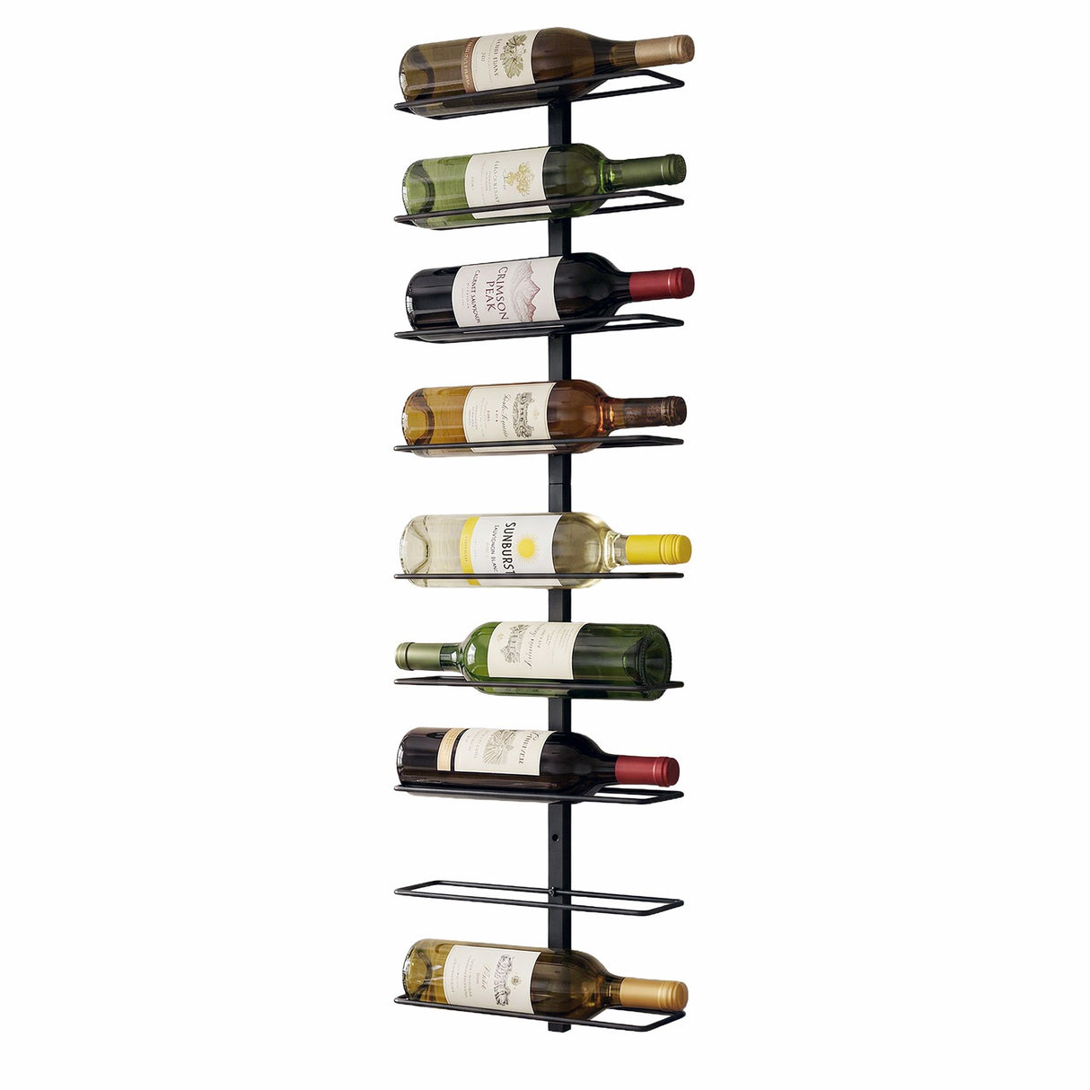 Artiss Wall Mounted Wine Rack 9 Bottles Display Storage Organizer Metal Black