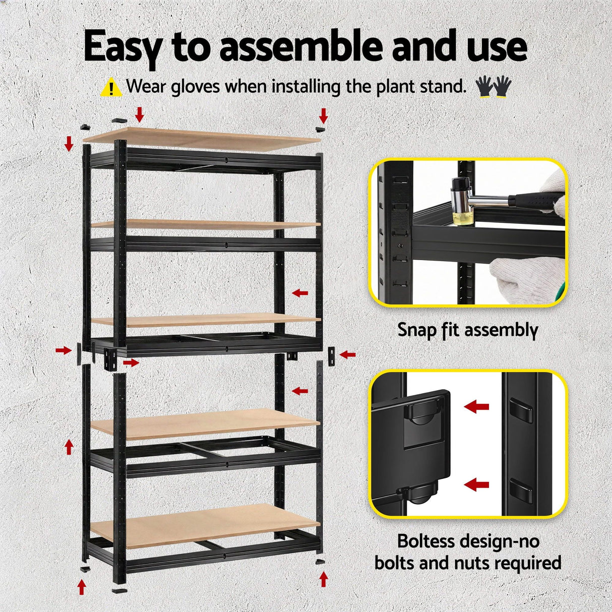 Giantz 2-Rack Garage Shelving 1.6X0.8m MDF Warehouse Shelves Storage Rack Black