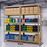 Giantz 2-Rack Garage Shelving 1.6X0.8m MDF Warehouse Shelves Storage Rack Yellow