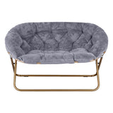 Artiss Double Saucer Chair Soft Faux Fur Lounge Foldable Oversize Chair for Bedroom Grey
