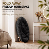 Artiss Cozy Saucer Chair Soft Faux Fur Folding Accent Chair for Bedroom Black