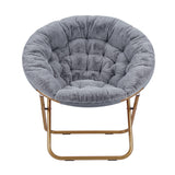 Artiss Cozy Saucer Chair Soft Faux Fur Folding Accent Chair for Bedroom Grey