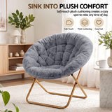 Artiss Cozy Saucer Chair Soft Faux Fur Folding Accent Chair for Bedroom Grey