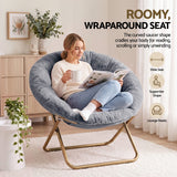 Artiss Cozy Saucer Chair Soft Faux Fur Folding Accent Chair for Bedroom Grey