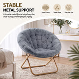 Artiss Cozy Saucer Chair Soft Faux Fur Folding Accent Chair for Bedroom Grey