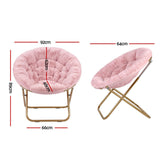Artiss Cozy Saucer Chair Soft Faux Fur Folding Accent Chair for Bedroom Pink