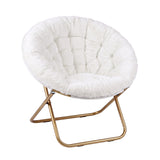 Artiss Cozy Saucer Chair Soft Faux Fur Folding Accent Chair for Bedroom White