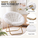 Artiss Cozy Saucer Chair Soft Faux Fur Folding Accent Chair for Bedroom White