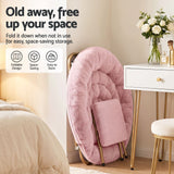 Artiss Comfy Saucer Chair Soft Faux Fur Foldable Accent Chair with Ottoman Pink